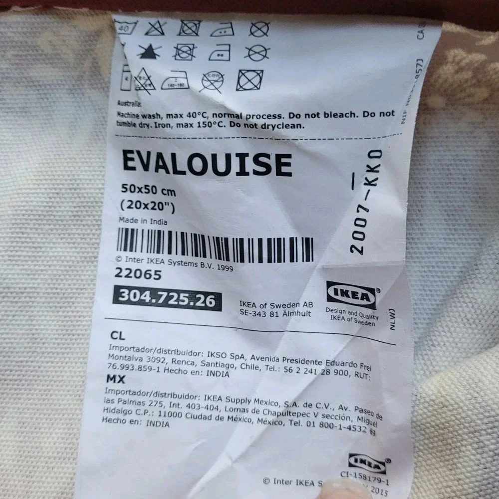Ikea Evalouise Pillow Cover Red Rust/White Floral 20